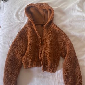 zaful cropped sherpa jacket